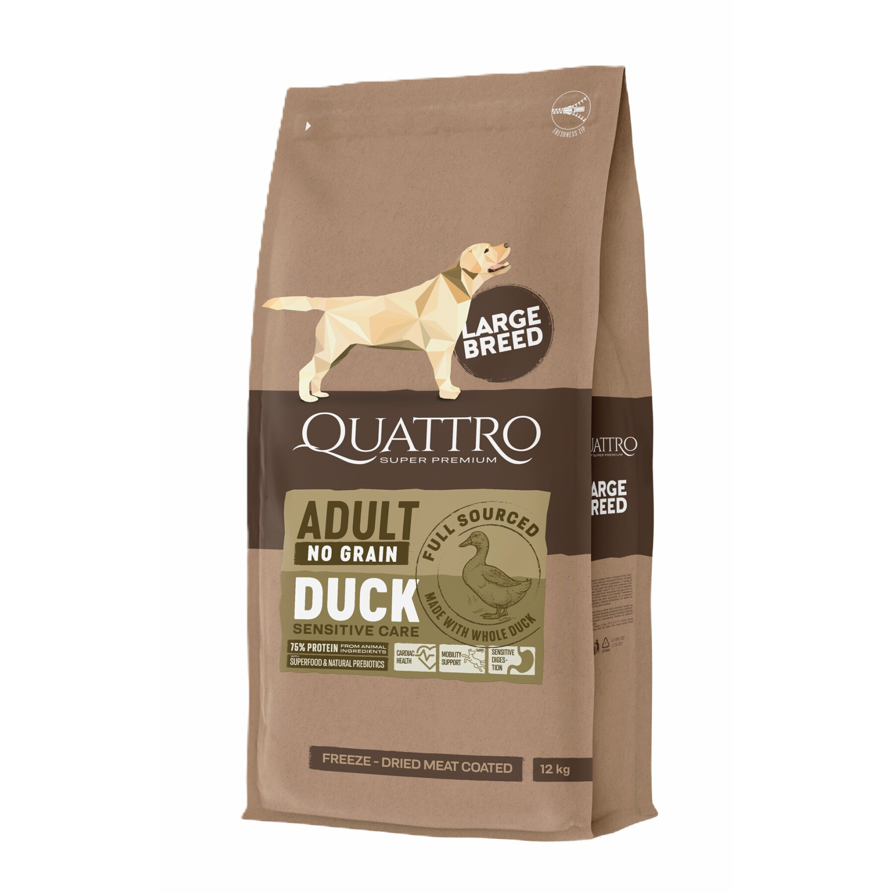 Graanvrij eendenvoer voor honden van alle rassen BUBU Pets Quatro Super Premium